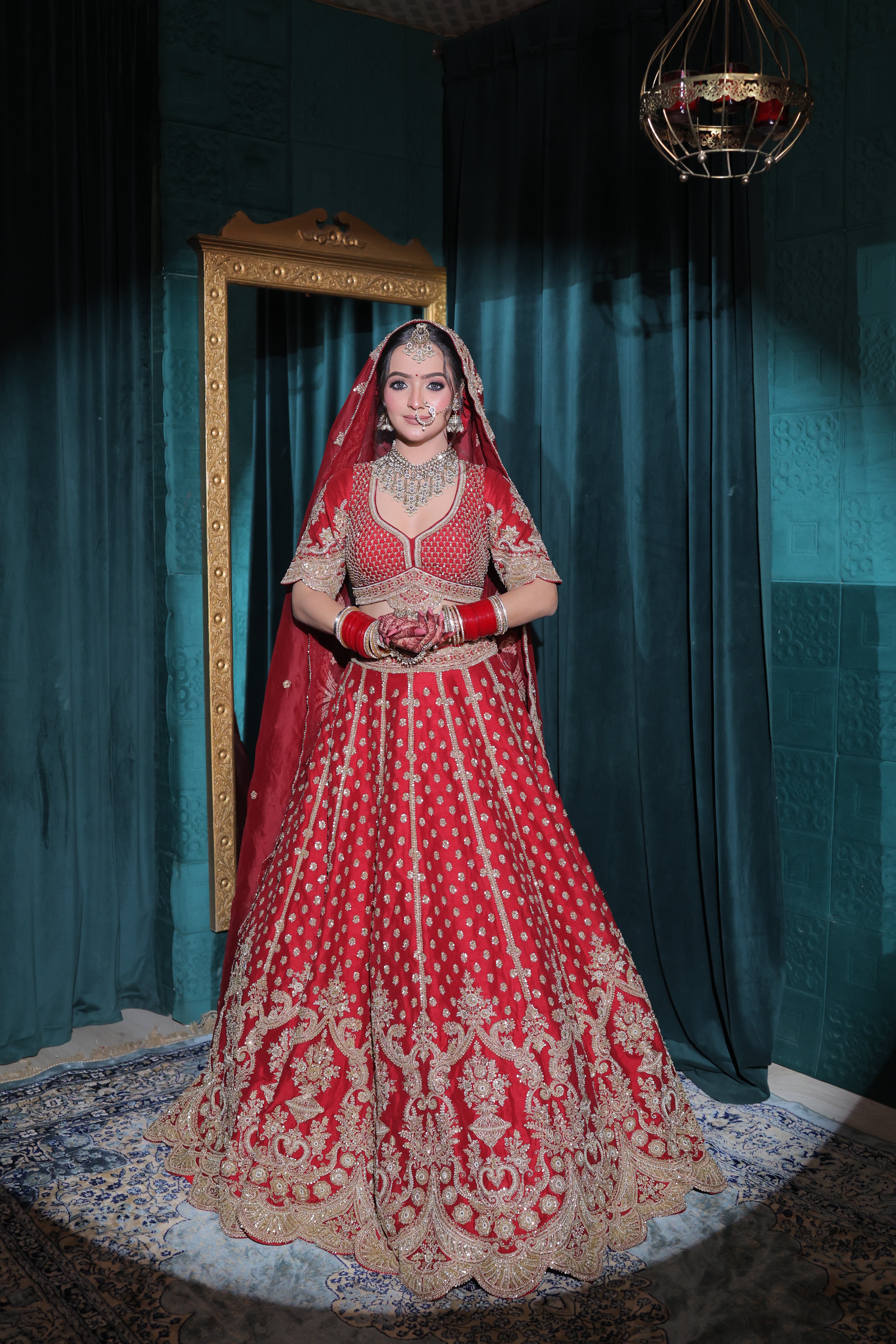 Regal Red Bridal Lehenga Secondary image