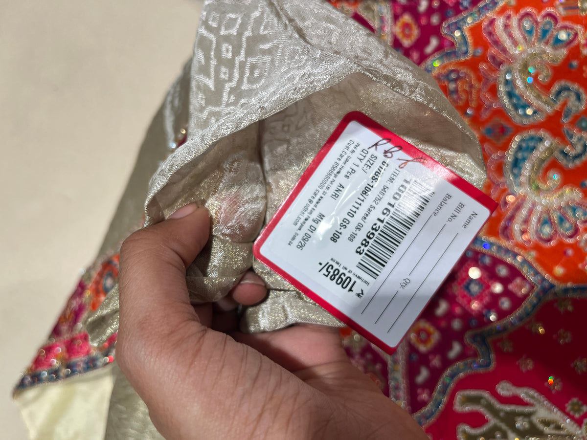 Ivory Cream Jacquard Silk Saree with Vibrant Multi-Color Patola & Kalamkari Motifs