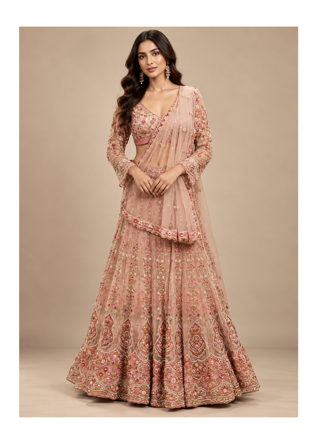 Blush Pink Heavy Embroidered Lehenga Set