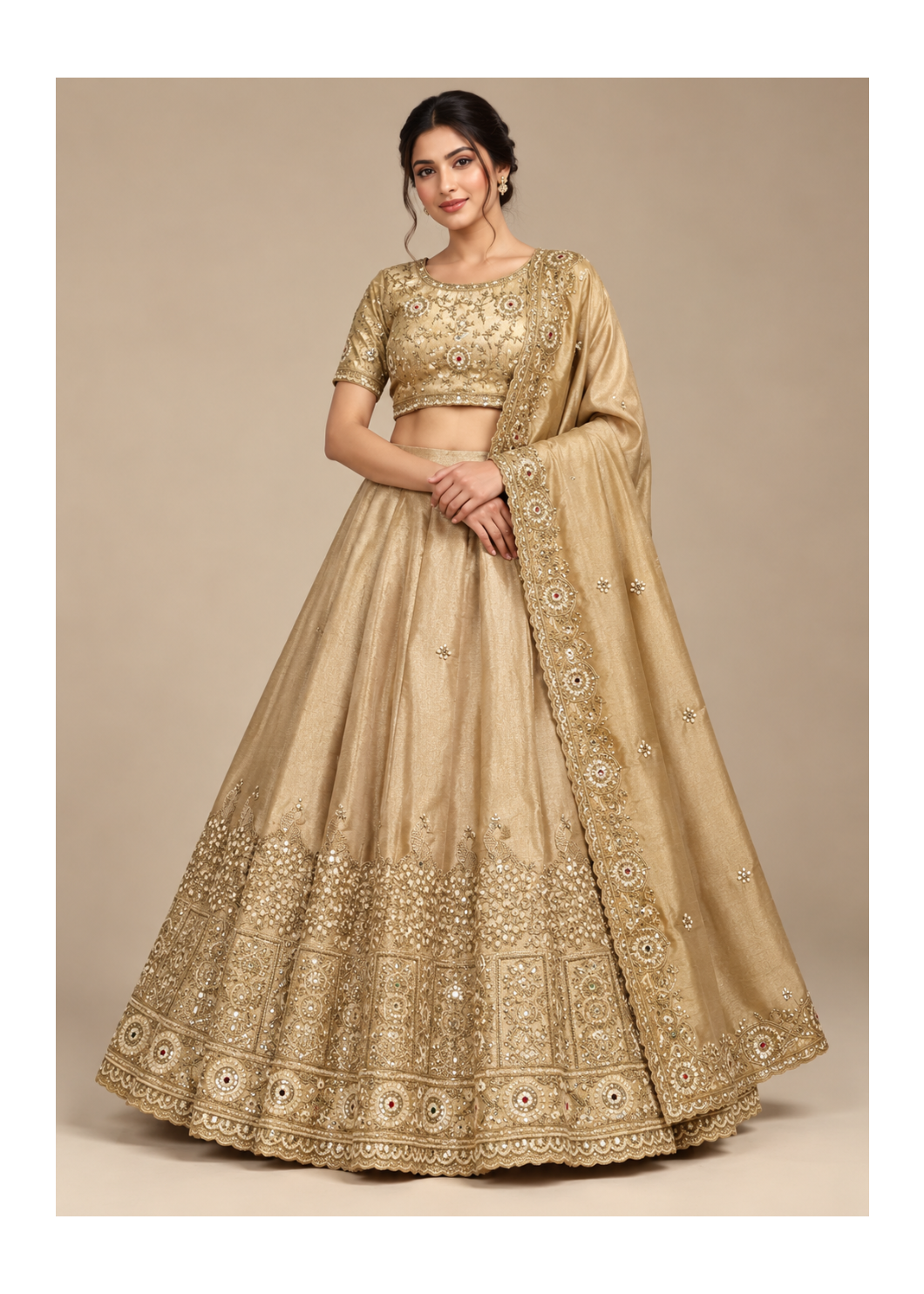 Royal Gold Embroidered Wedding Lehenga