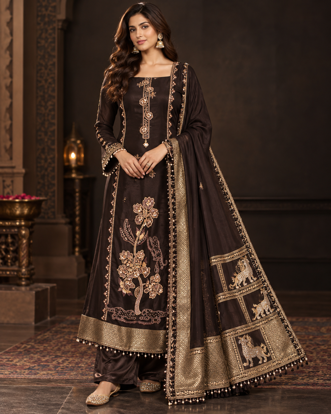 Royal Black Embroidered Designer Salwar Suit