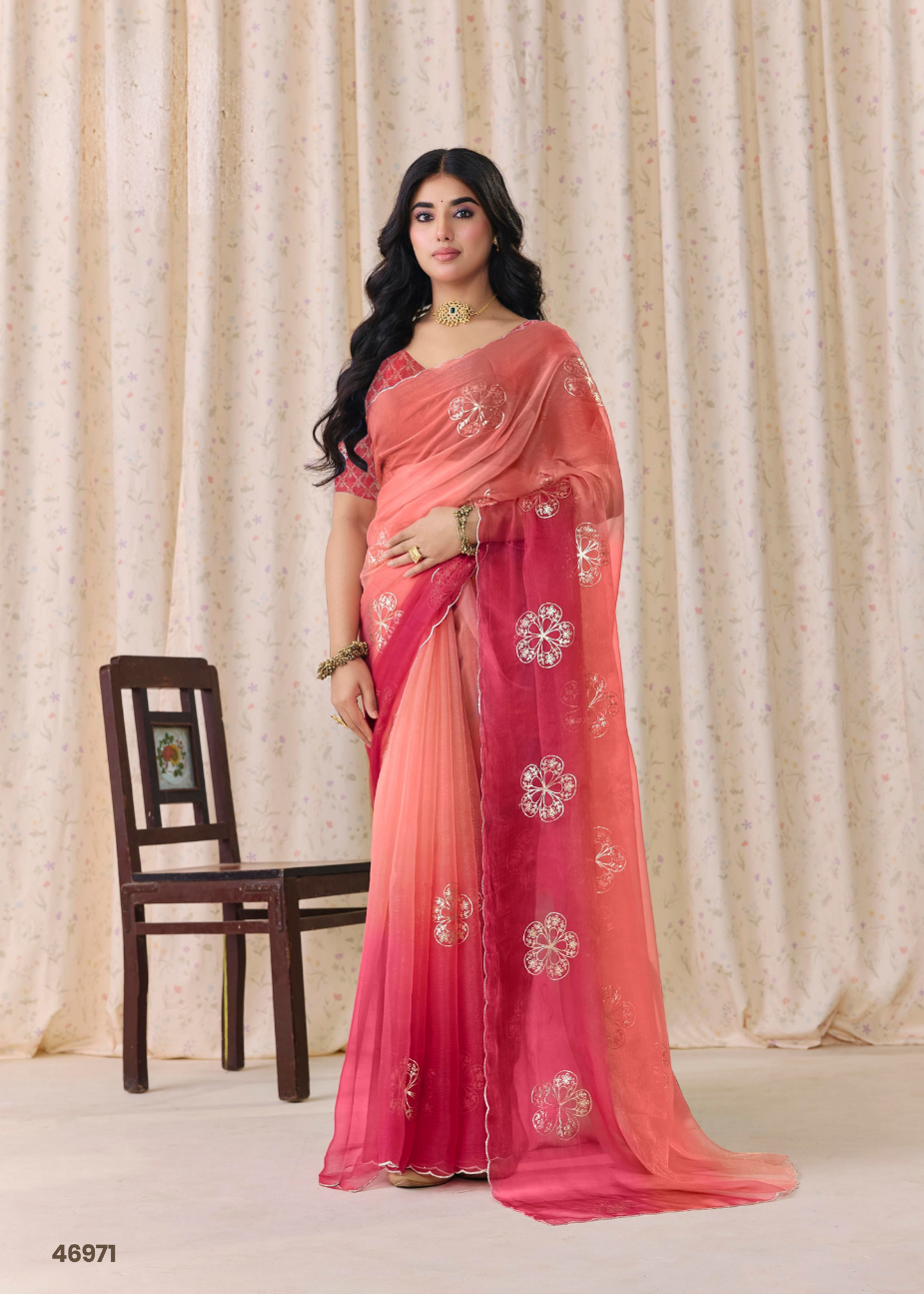 Elegant Ombre Organza Silk Saree Main image