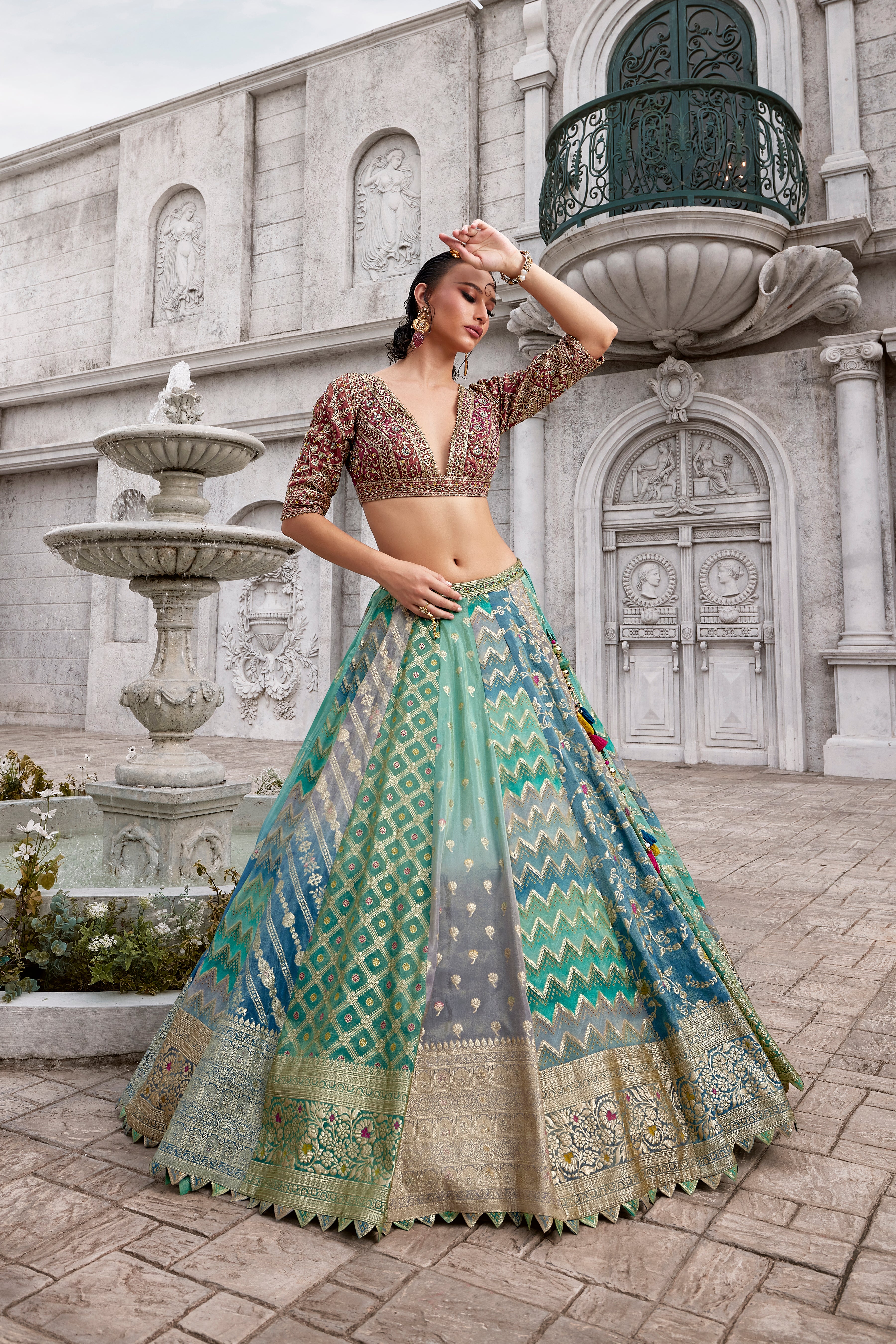 Mallika Choli Multicolored Banarasi-Style Lehenga Set (MALLIKA M-24)