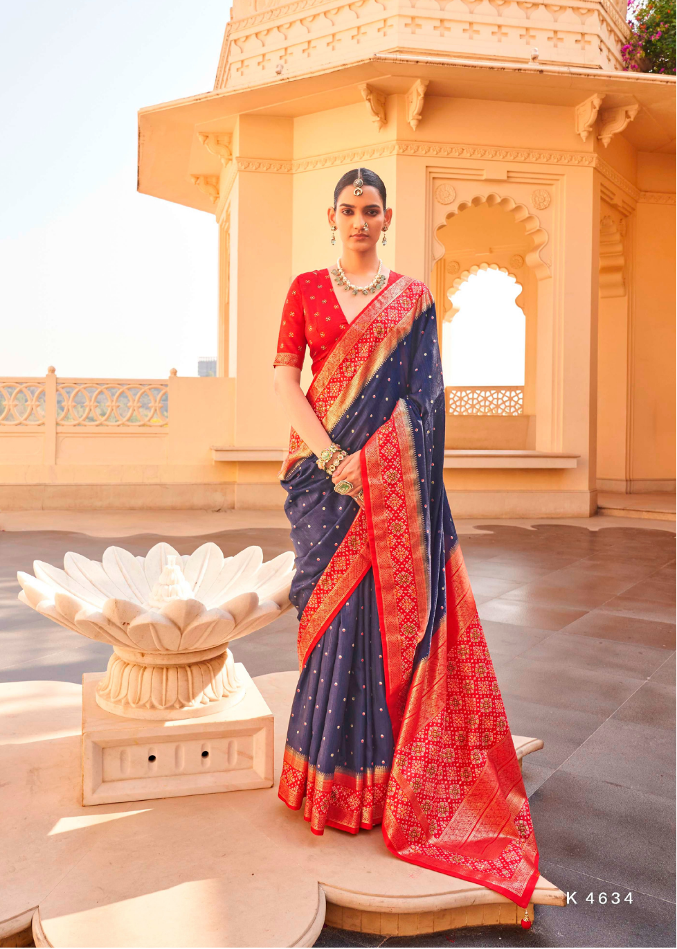 Patola Navy Blue Silk Saree Main image