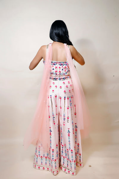 full back look of pink silk dress