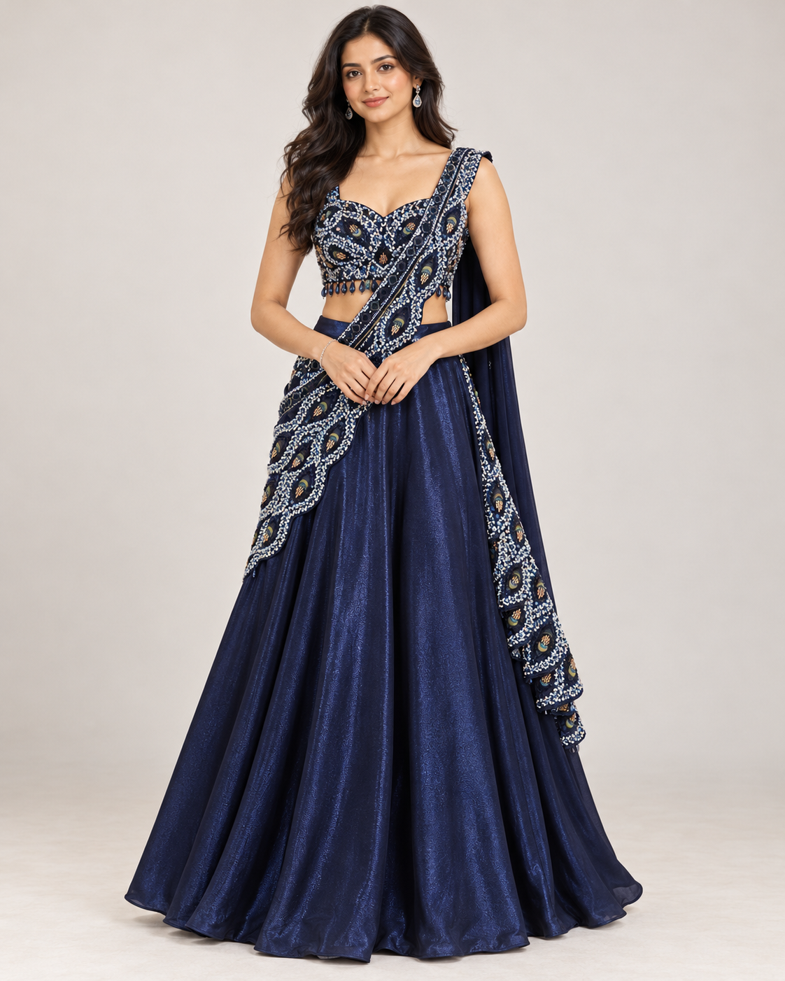 Midnight Navy Blue Embellished Lehenga Choli Main image