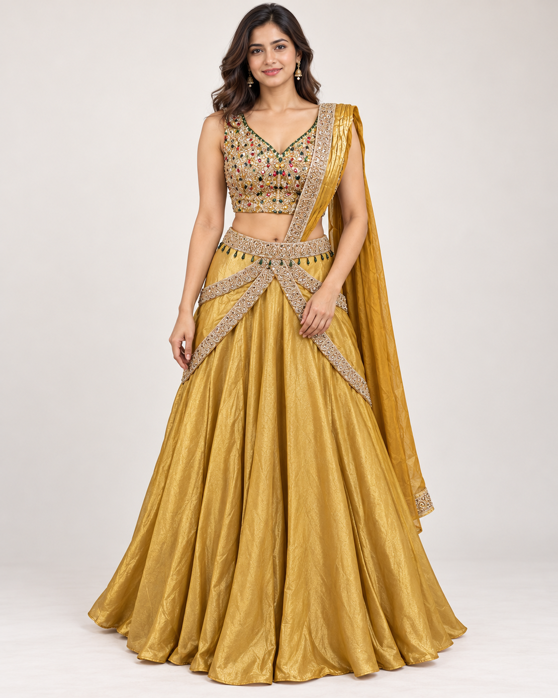 Mustard Gold Embellished Lehenga Choli