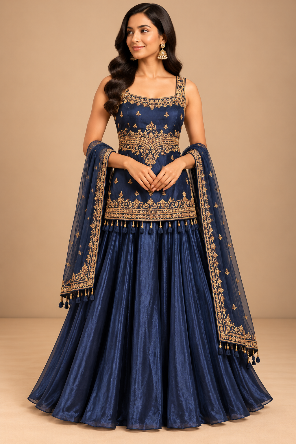 Royal Purple Embroidered Sharara Suit with Dupatta