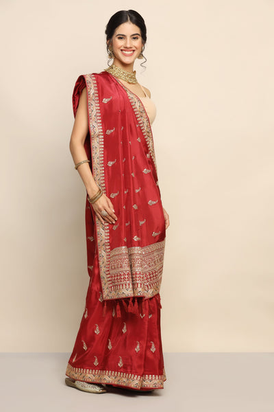 Radiant Red Silk Saree: A Symphony of Glamour