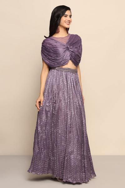 Glamorous Sequins Lehenga with Silk Blend Fabric