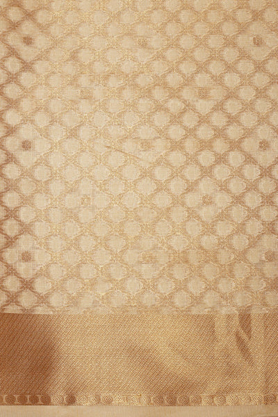 Stunning Beige Golden Cotton Silk Saree with Geometrical Motif"