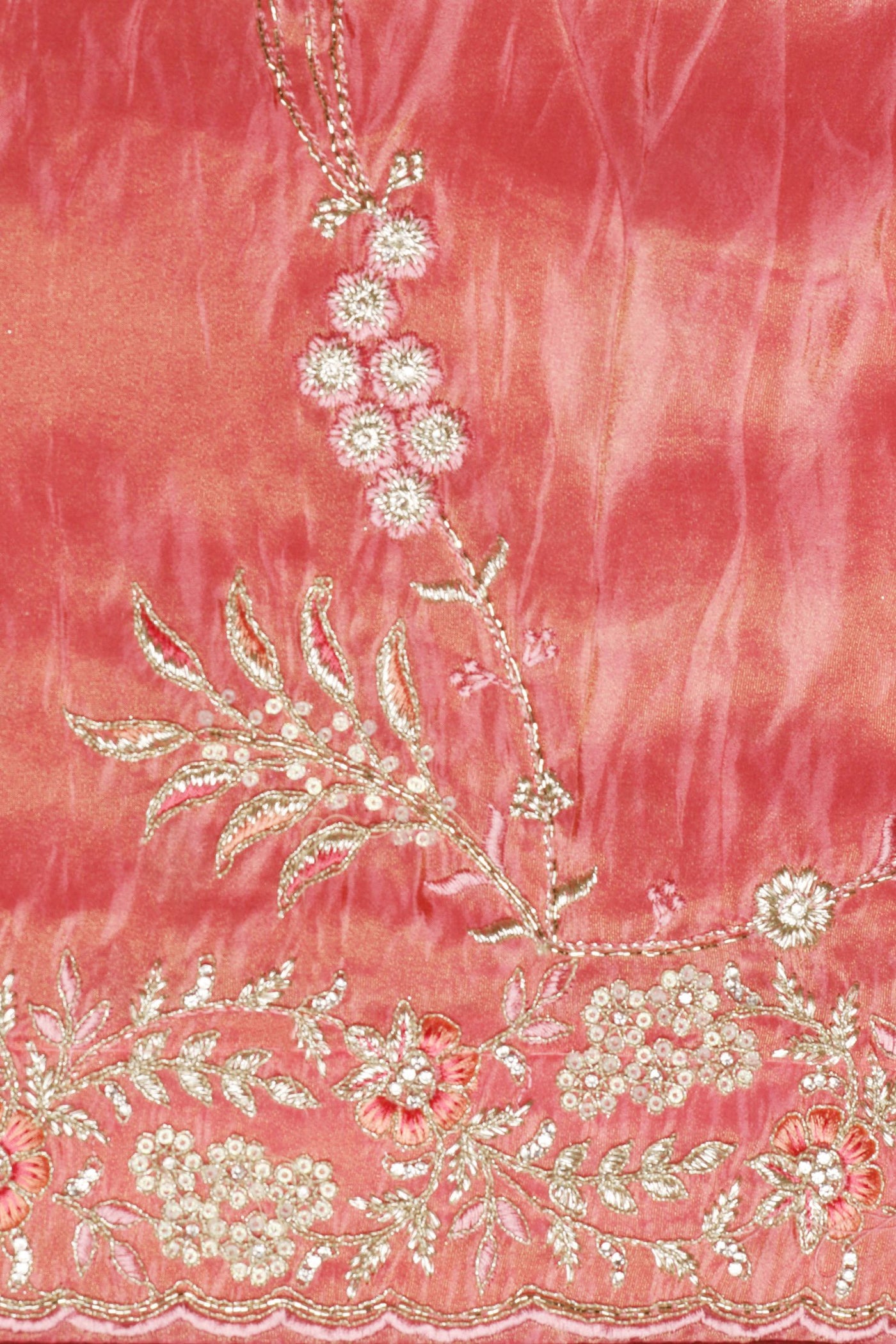 Captivating Pink Silk Saree with Intricate Thread Work, Sequins, Cut Dana, and Zari