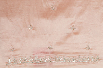 Glamorous Peach Silk Saree with Sequins and Cut Dana