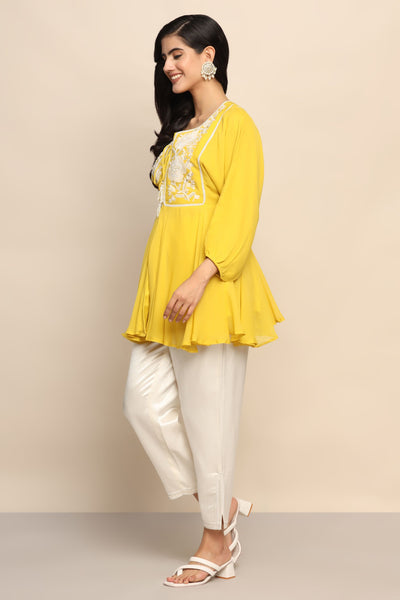 Sunshine Glamour: Yellow Color Top with Pant