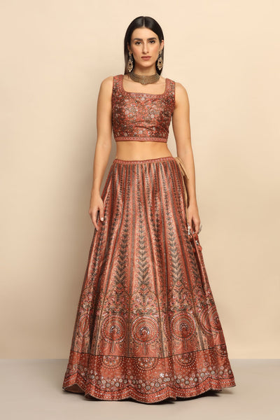 Stunning Mustard Lehenga with Sequins and Mirror Embellishments