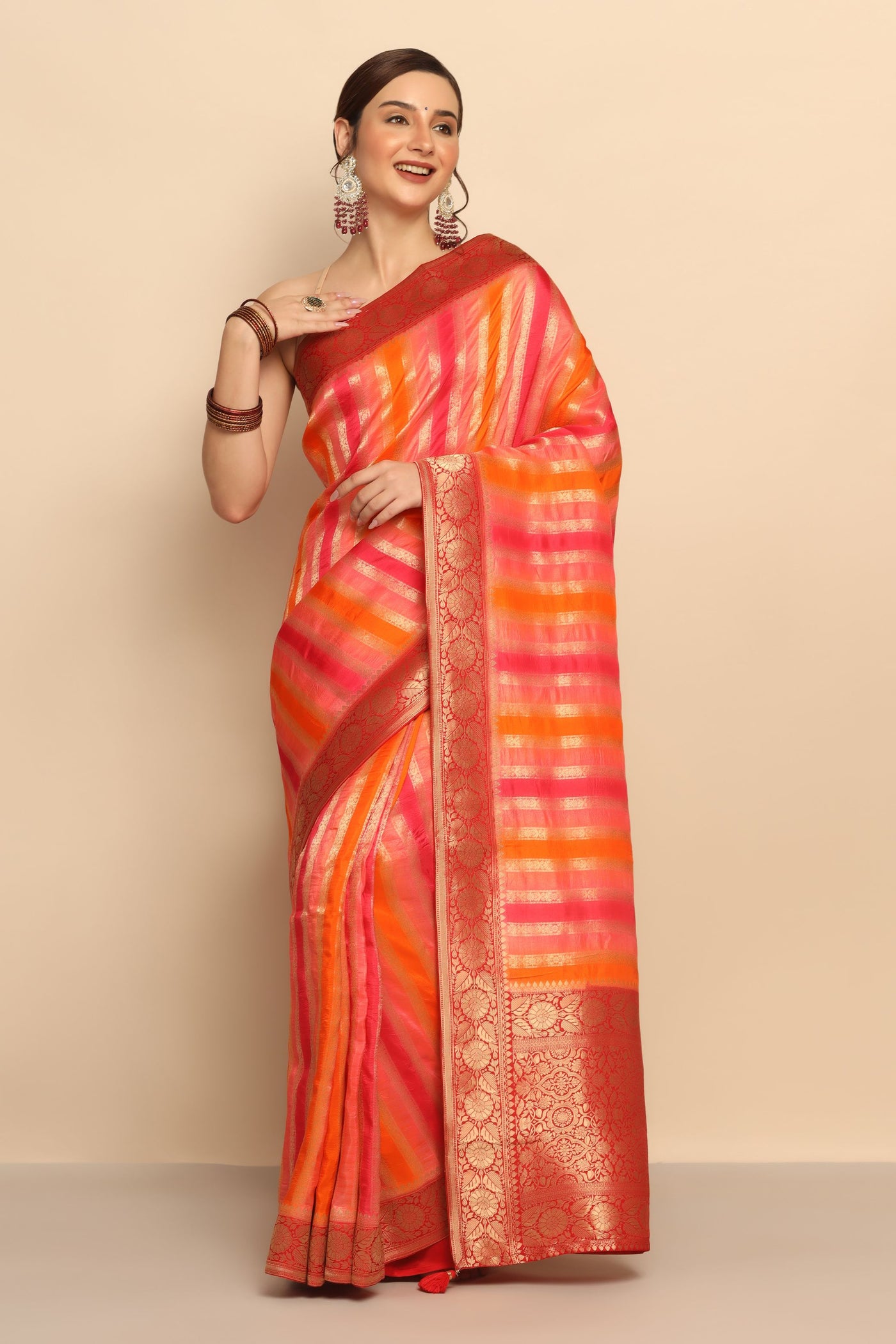Multi-Color Silk Saree with Zari - Exquisite Elegance