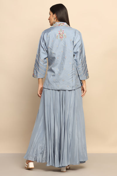 Stardust Silk Blend Dress with Sequins ,thread Work, and Zari