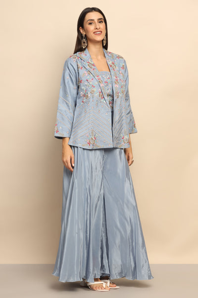 Stardust Silk Blend Dress with Sequins ,thread Work, and Zari