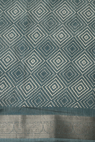 Enchanting Blue Printed Silk Saree | Geometrical Motif | Limited Edition