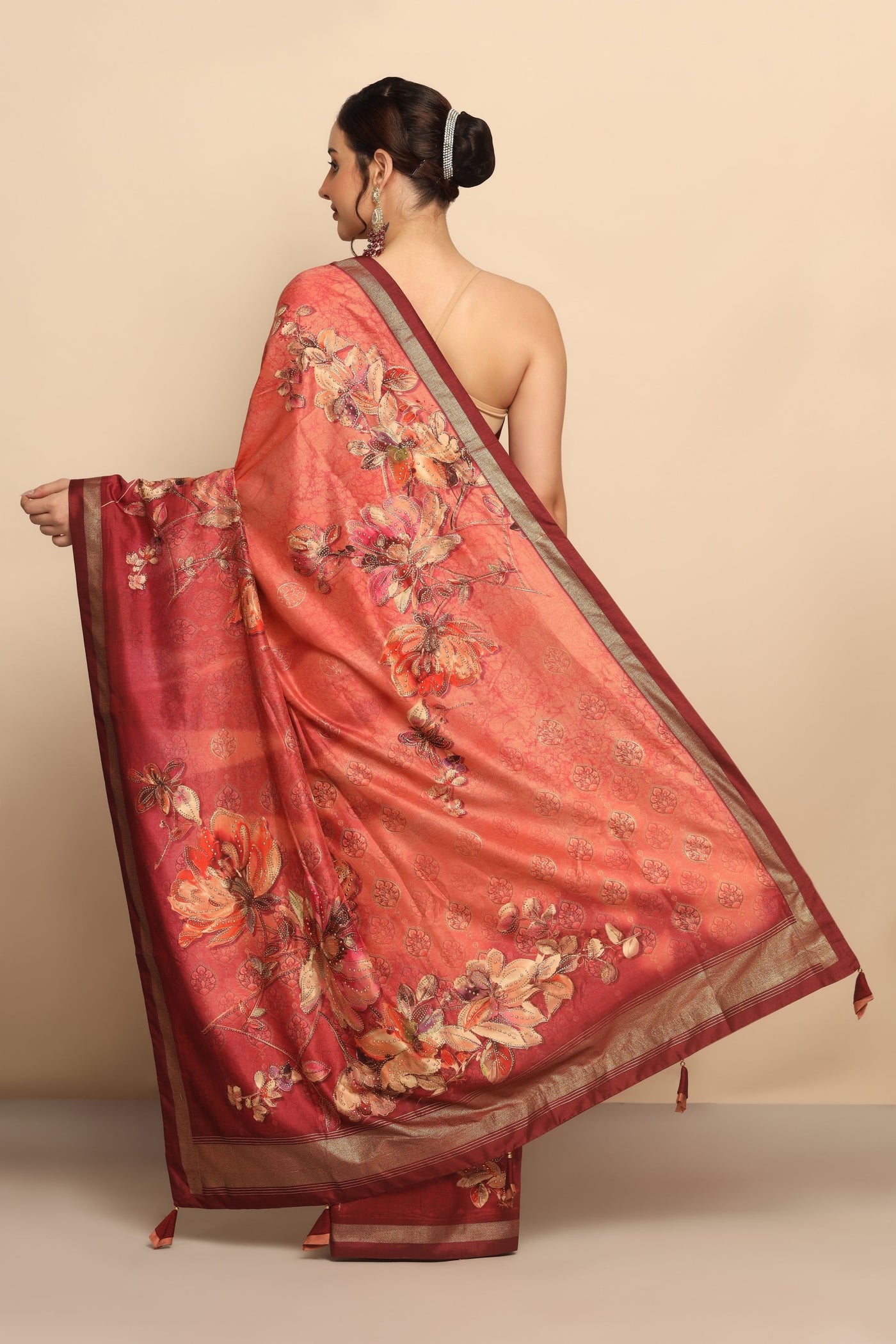 Glamorous Brown Silk Saree with Sparkling Sequins