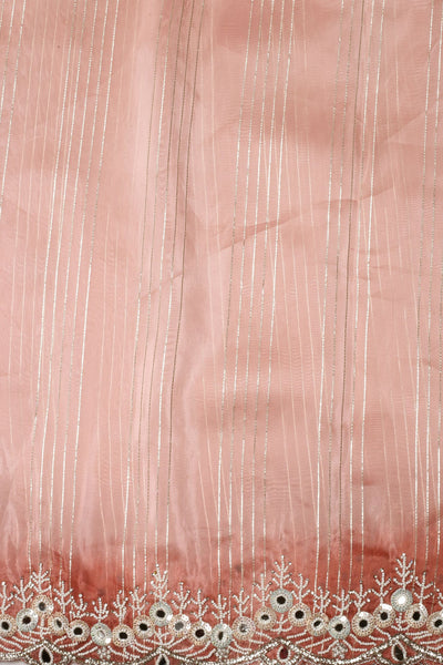 Enchanting Peach Color Silk Blend Saree with Mirror, Cut Dana, Sequins, and Moti Work