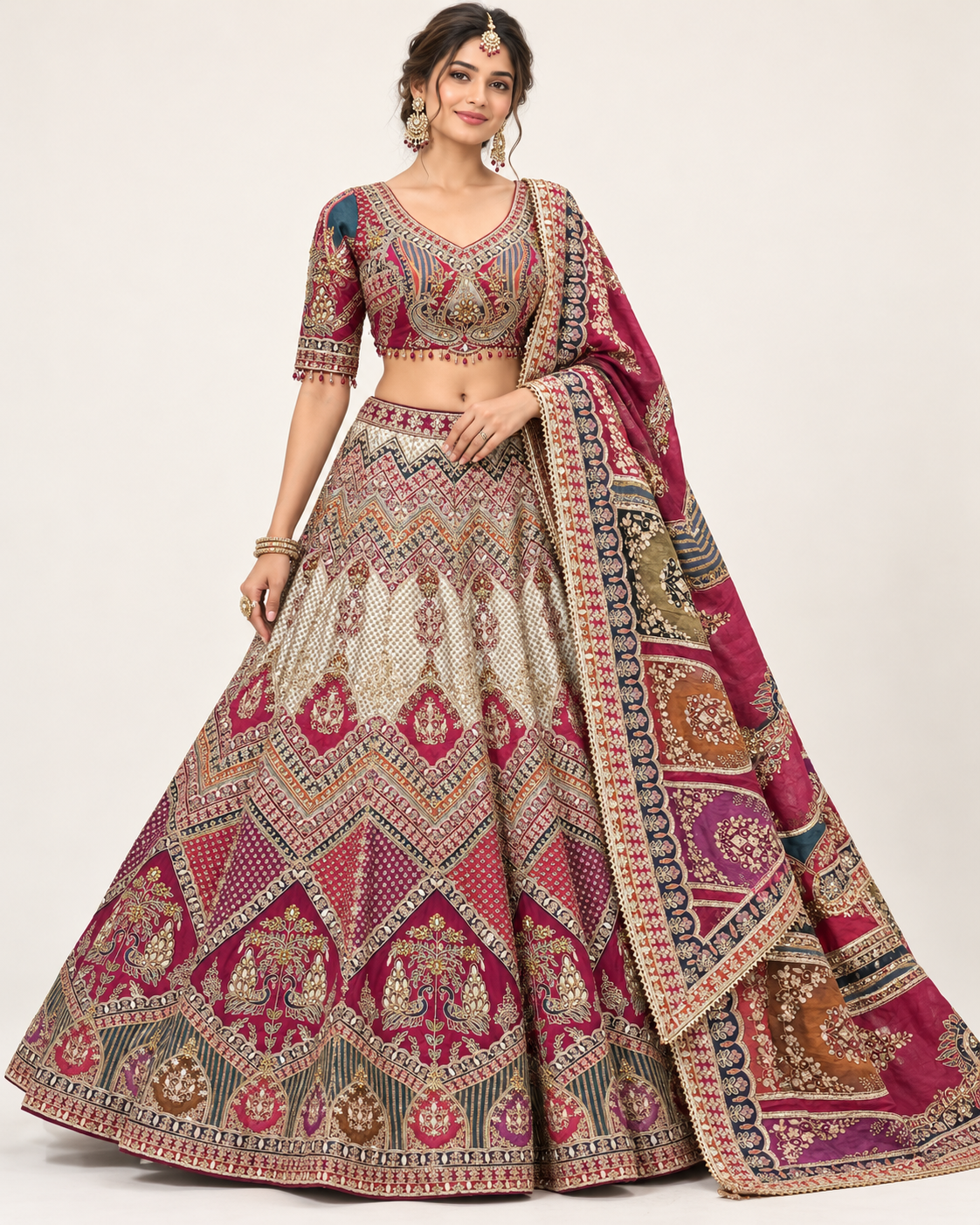 Royal Maroon Traditional Embroidered Designer Lehenga