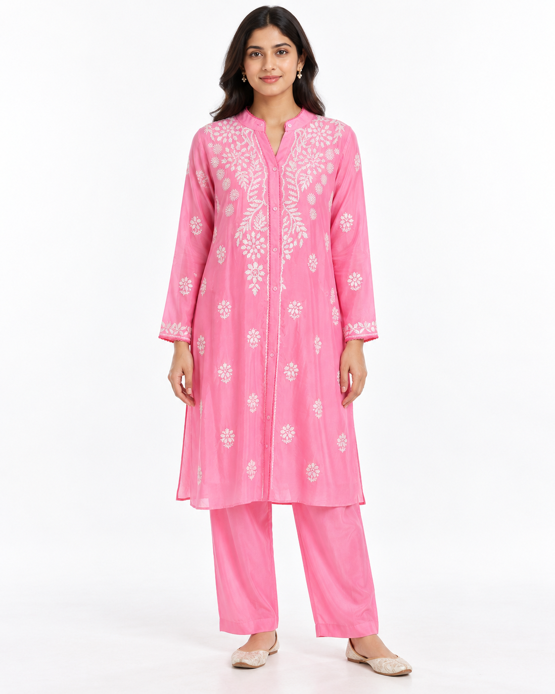 Pink Embroidered Kurta Set