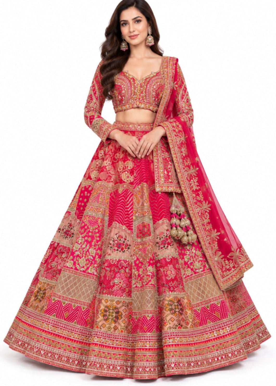 Rani Pink Embroidered Bridal Lehenga Set