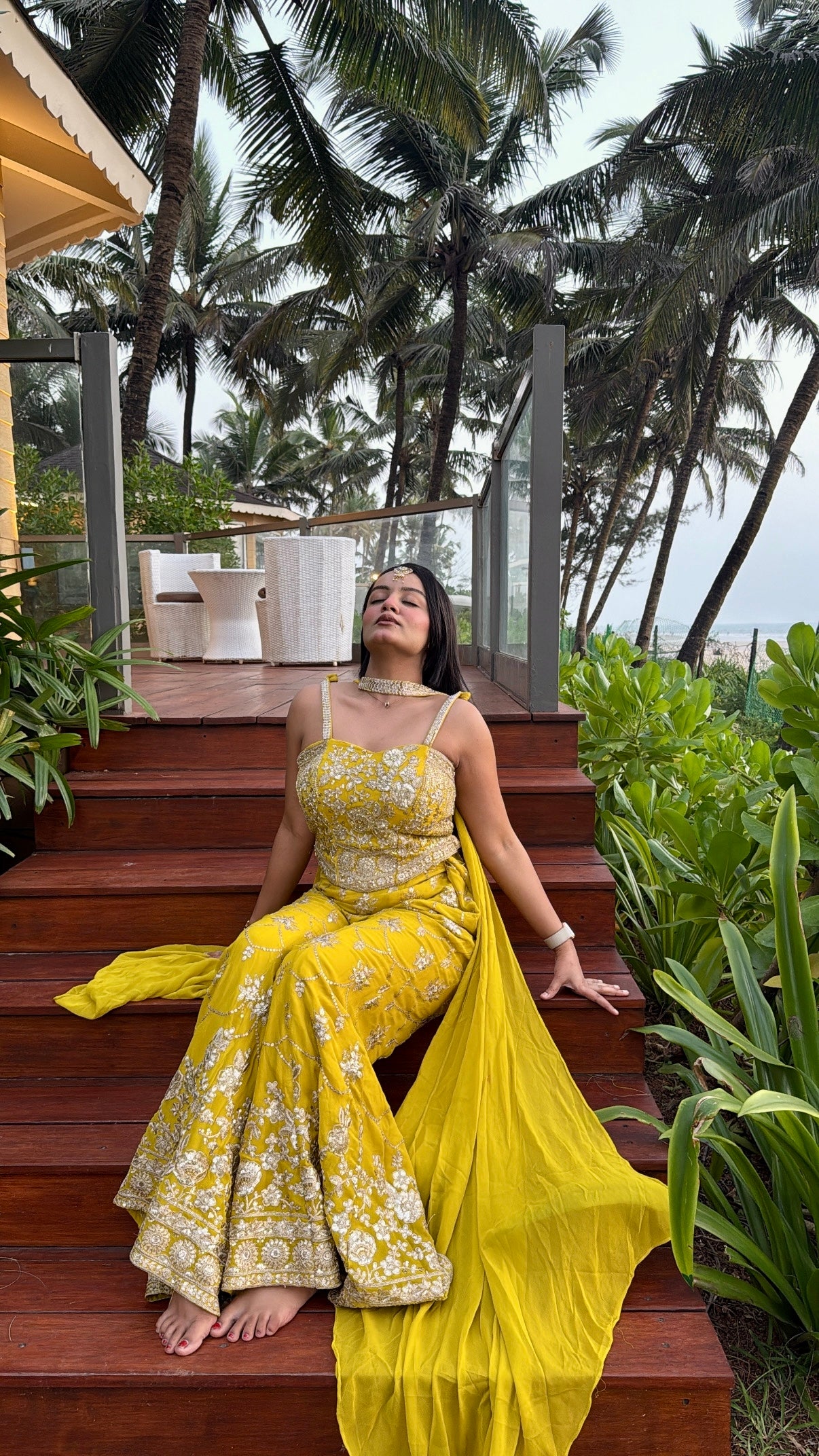 Bold Yellow Sharara Set with Gold Work (2606 M-29)