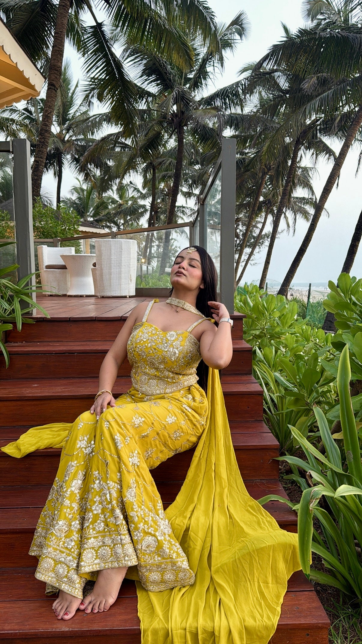 Bold Yellow Sharara Set with Gold Work (2606 M-29)