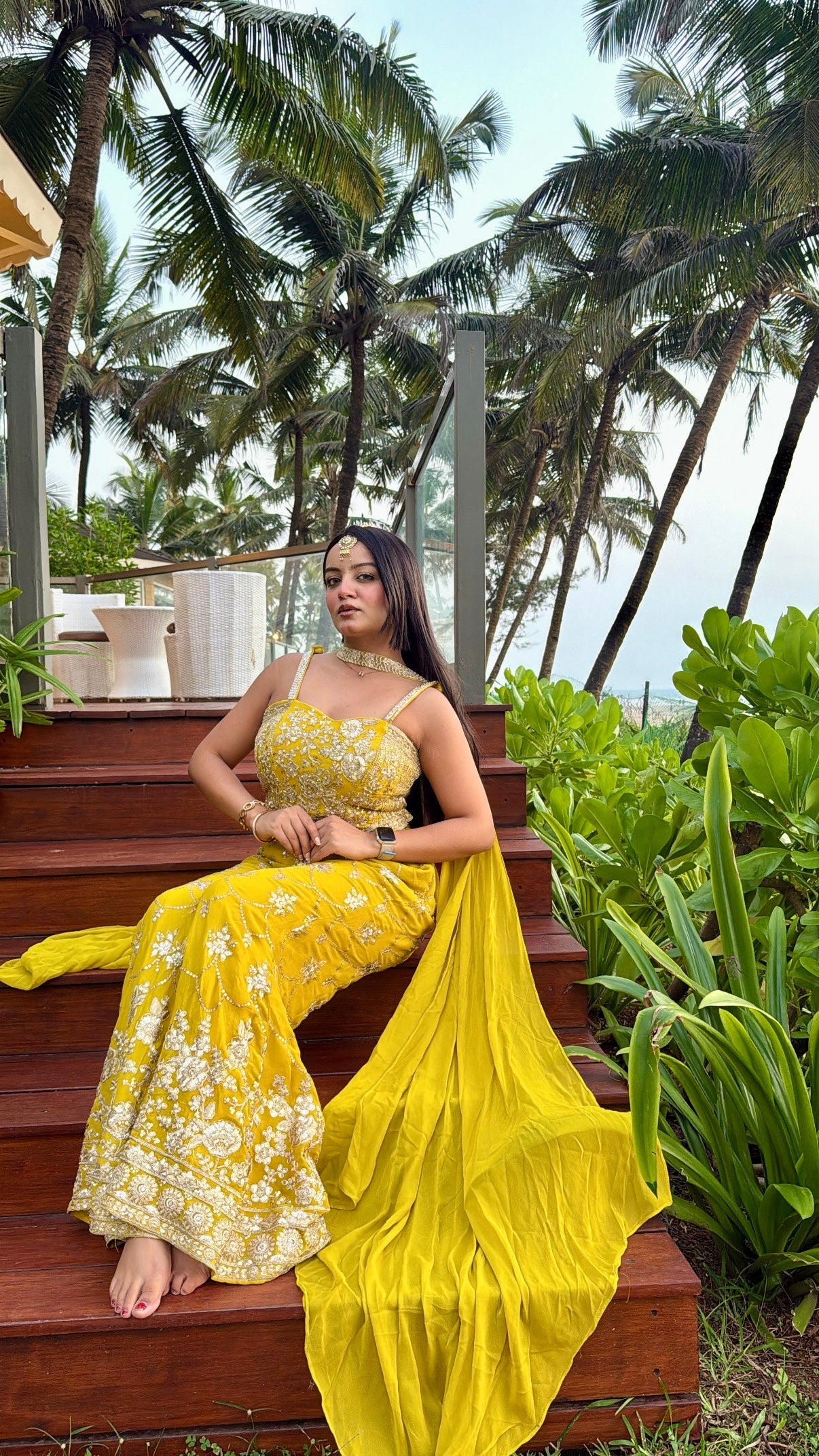 Bold Yellow Sharara Set with Gold Work (2606 M-29)