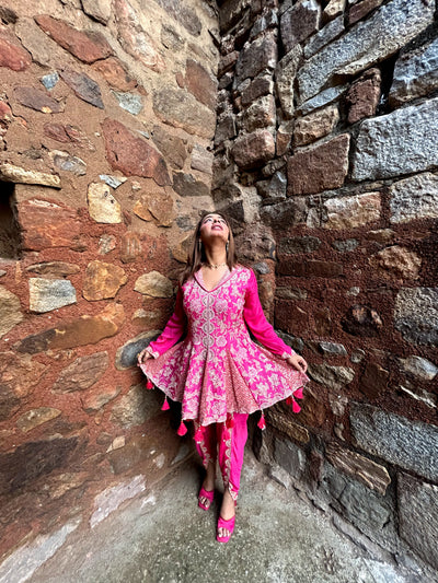 The Fuchsia Peplum Dhoti Srt (WR00916 D-65)