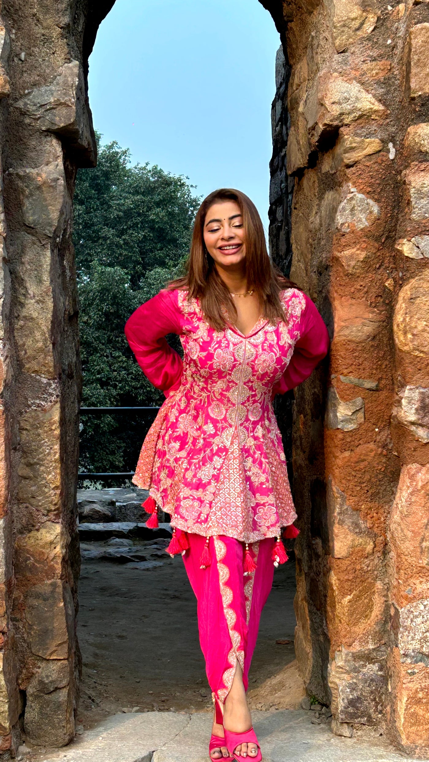 The Fuchsia Peplum Dhoti Srt (WR00916 D-65)