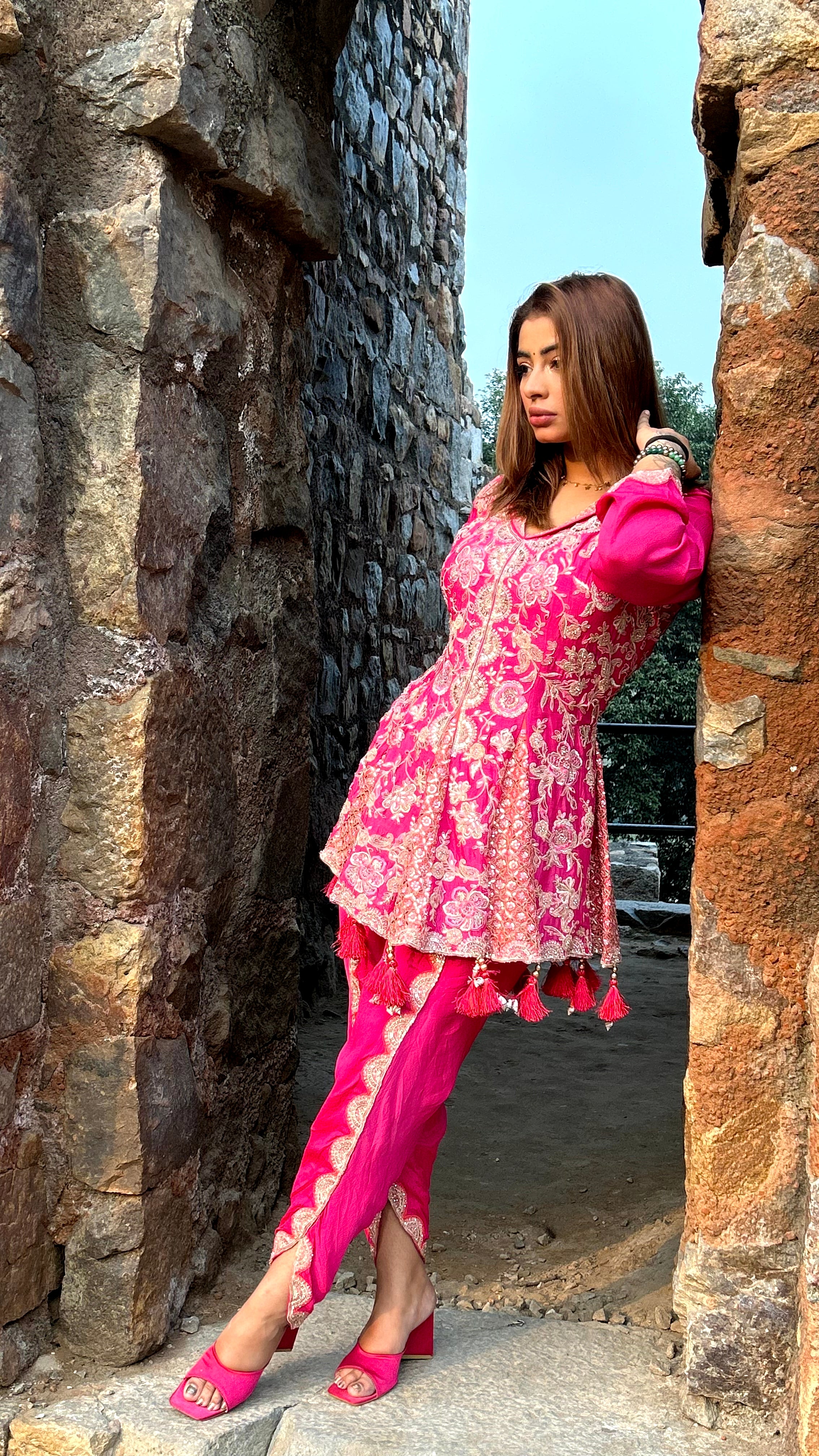 The Fuchsia Peplum Dhoti Srt (WR00916 D-65) Main image