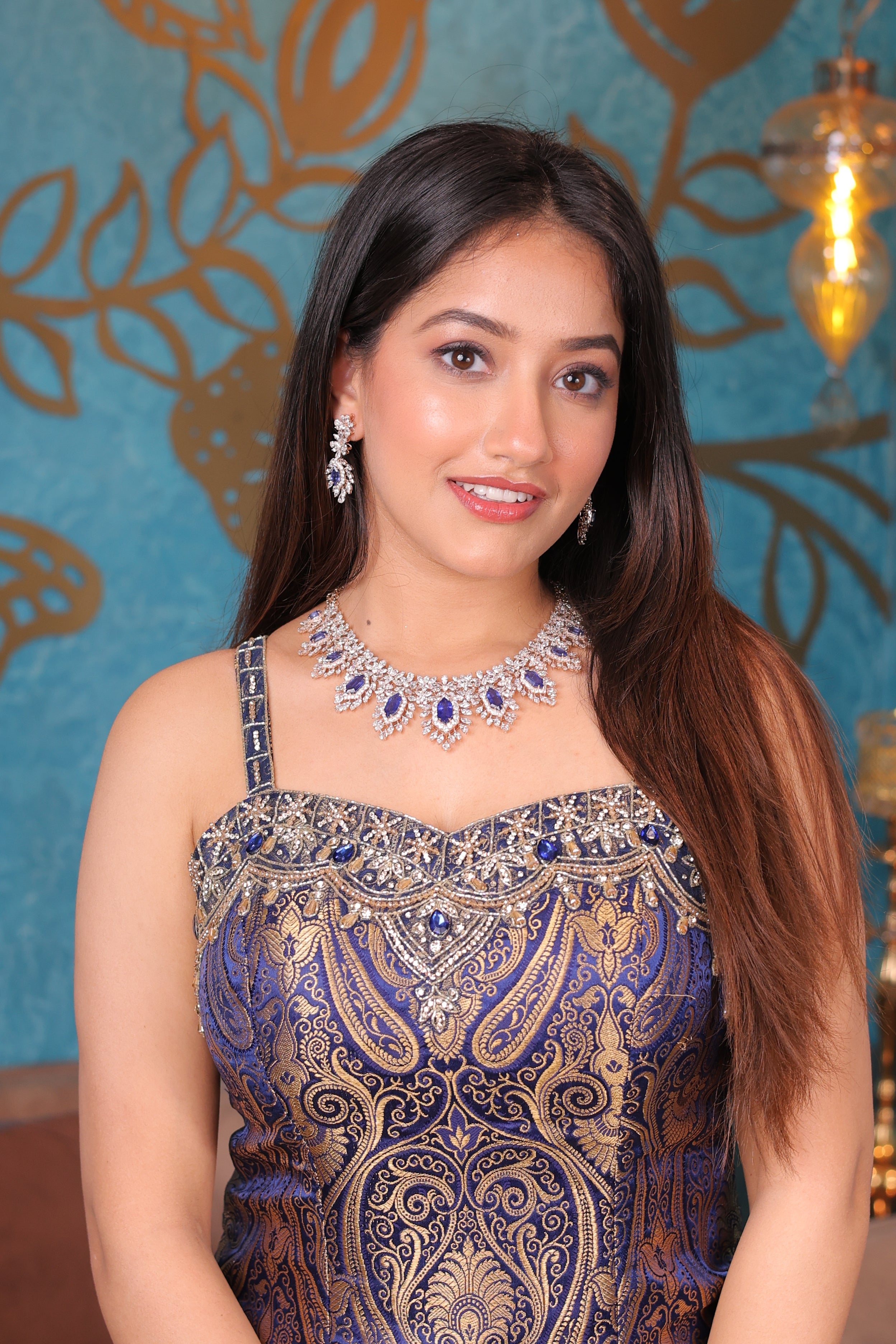 Sapphire Paisley Brocade Set