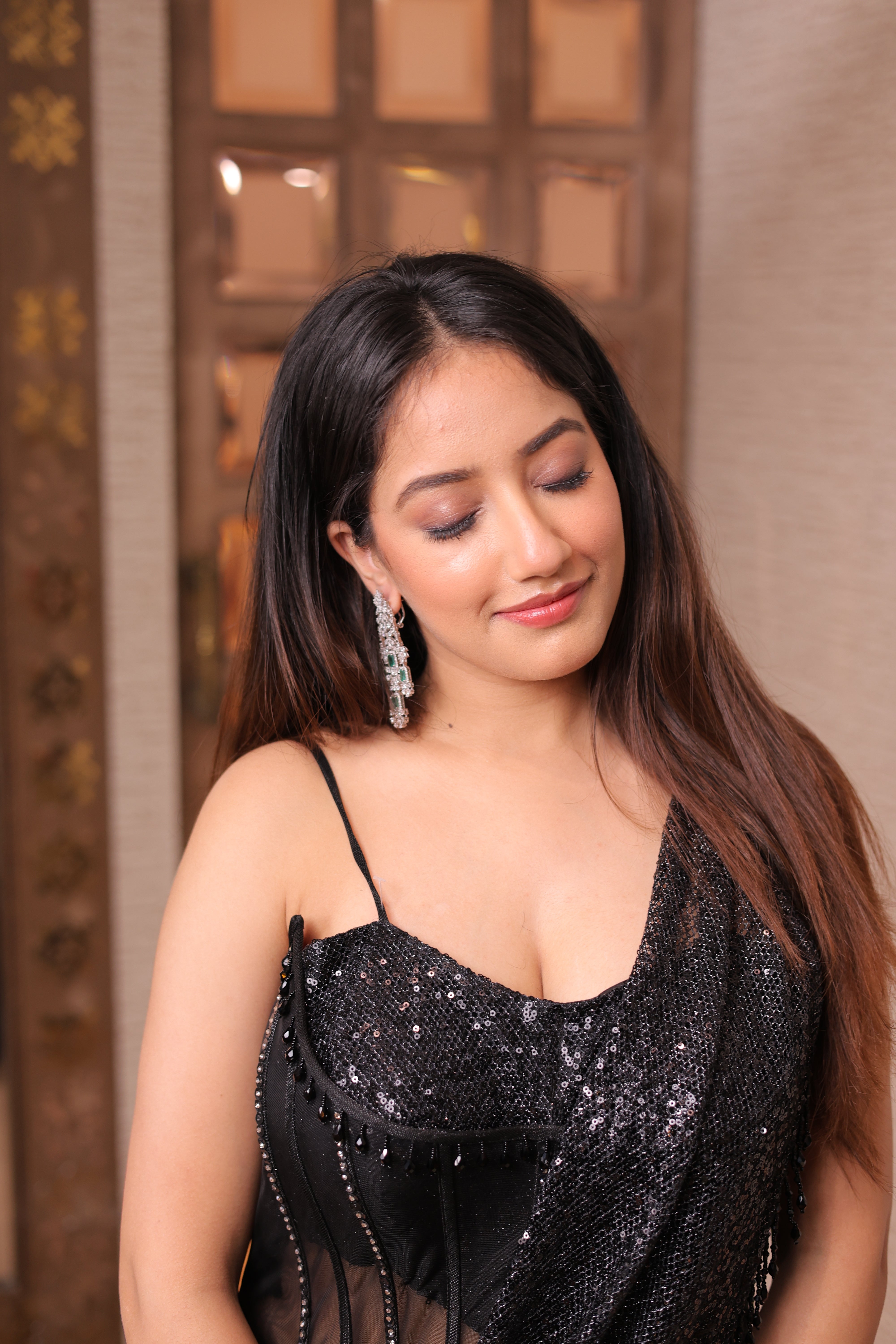 Black contemporary fusion lehenga Secondary image