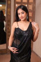 Black contemporary fusion lehenga