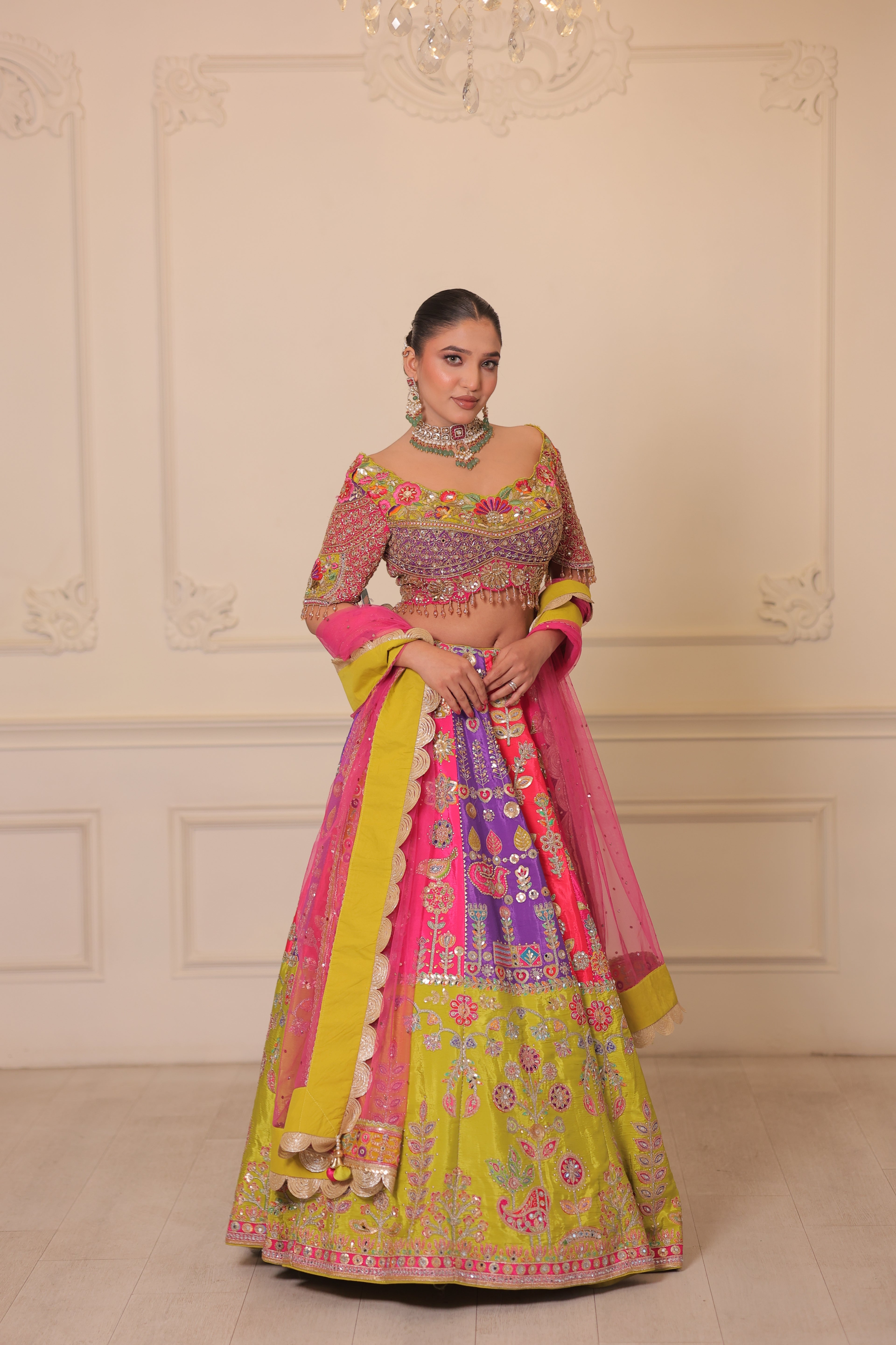 Color-blocking Lehenga