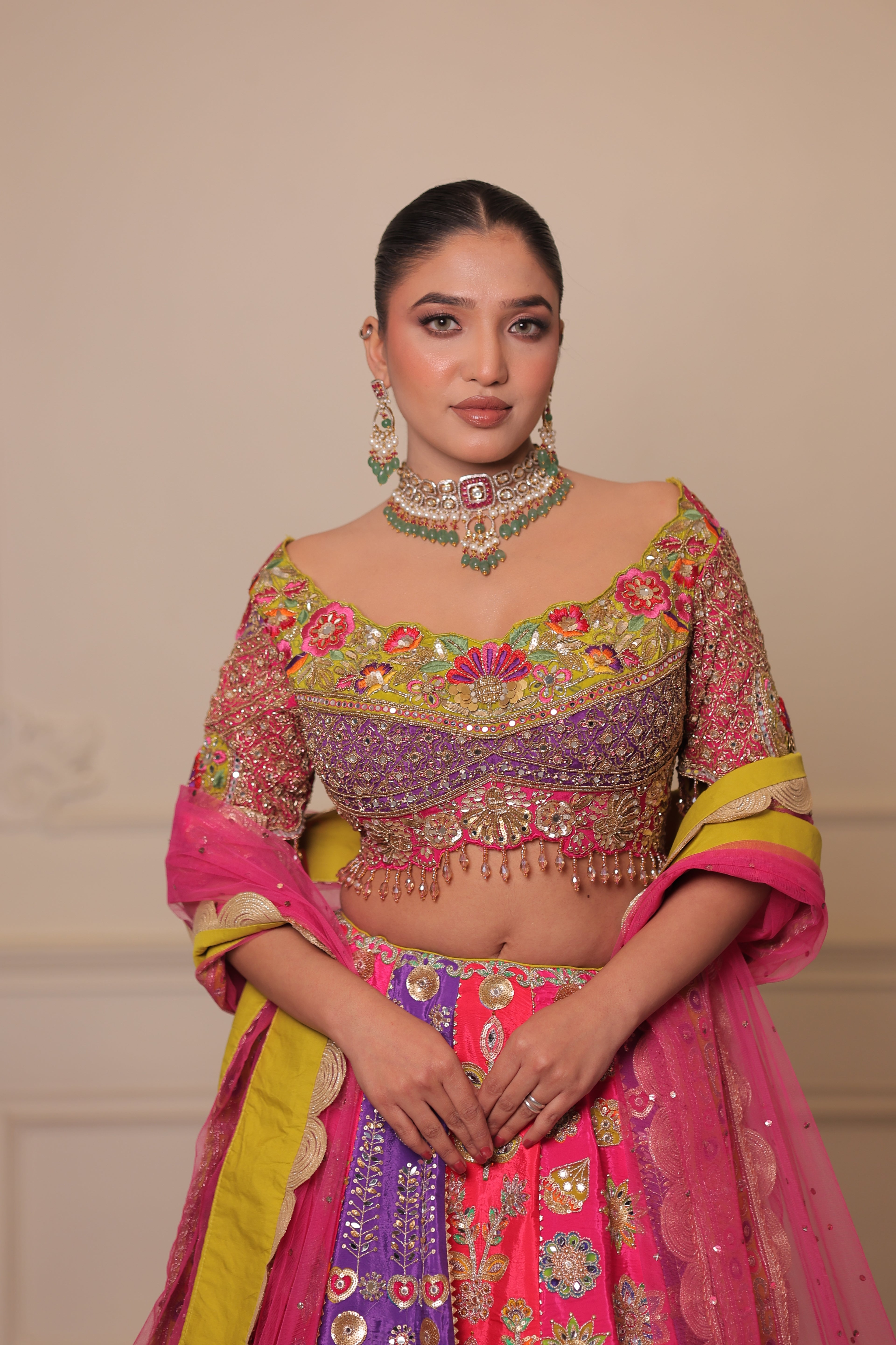 Color-blocking Lehenga