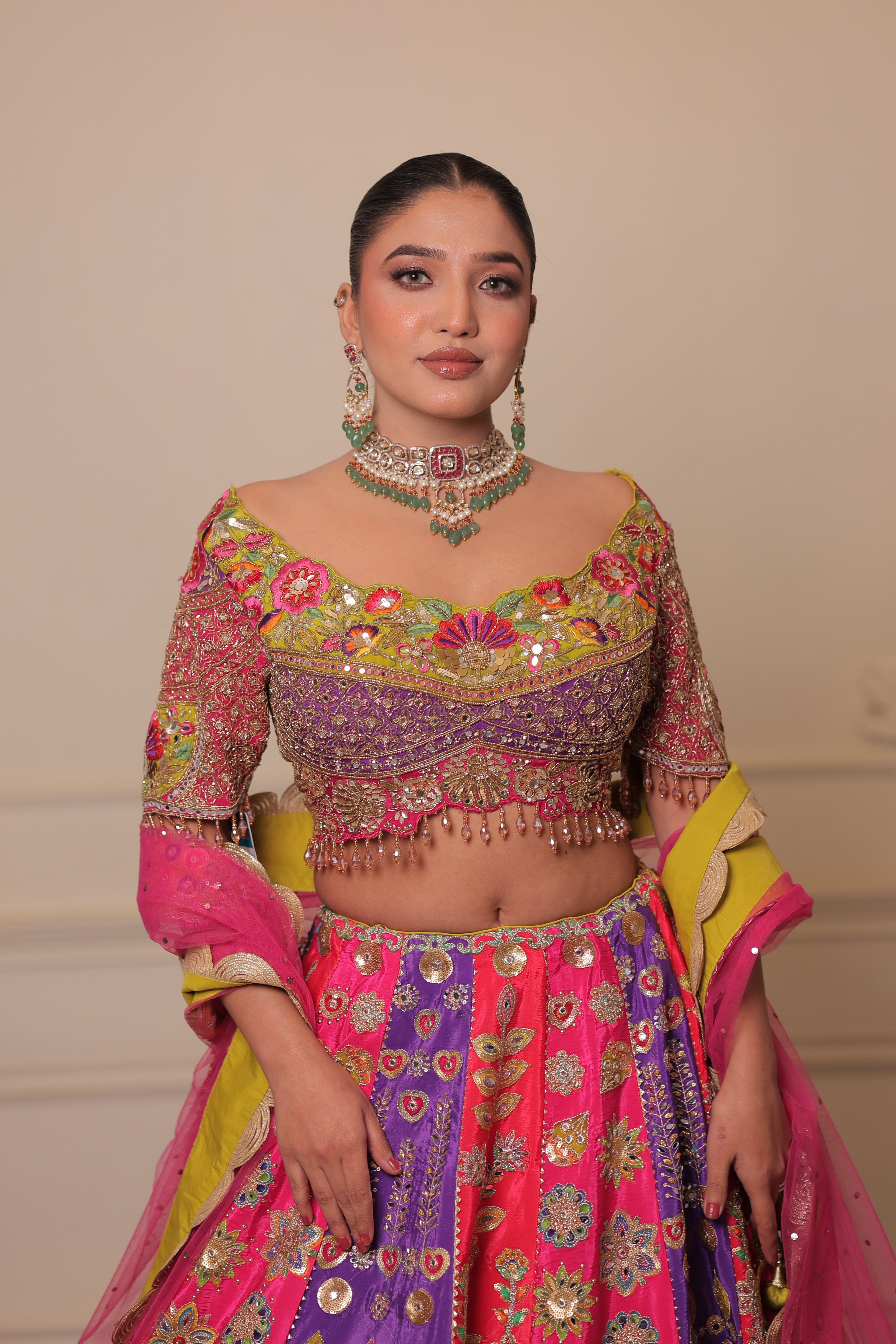Color-blocking Lehenga