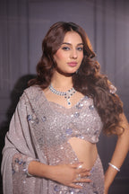 Grey Blue Shimmer Saree with Sequin Blouse