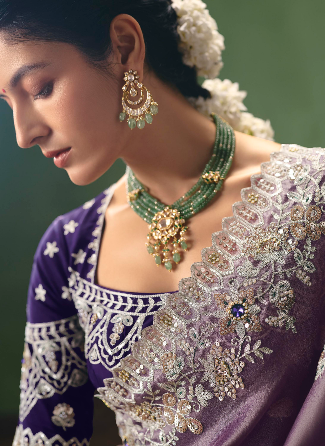 Lavender Silk Organza Saree