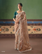 Champagne Gold Gossamer Saree