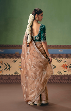 Champagne Gold Gossamer Saree