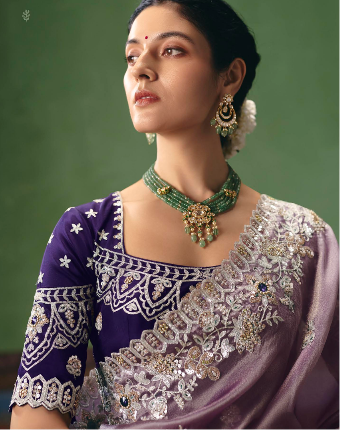 Lavender Silk Organza Saree