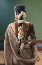 Heavily Embellished Satin Silk Saree