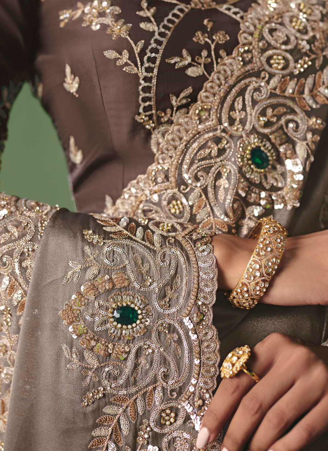 Heavily Embellished Satin Silk Saree