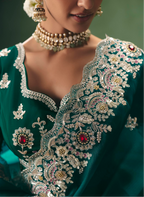 Emerald Green Silk Georgette Saree