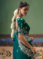 Emerald Green Silk Georgette Saree