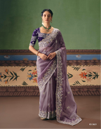 Lavender Silk Organza Saree